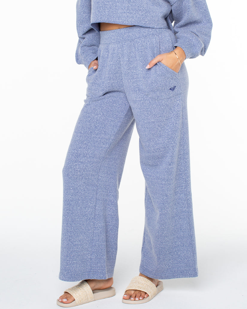 Women Roxy® What A Dream Wide Leg Fleece Pants Blue | GVDF-09783