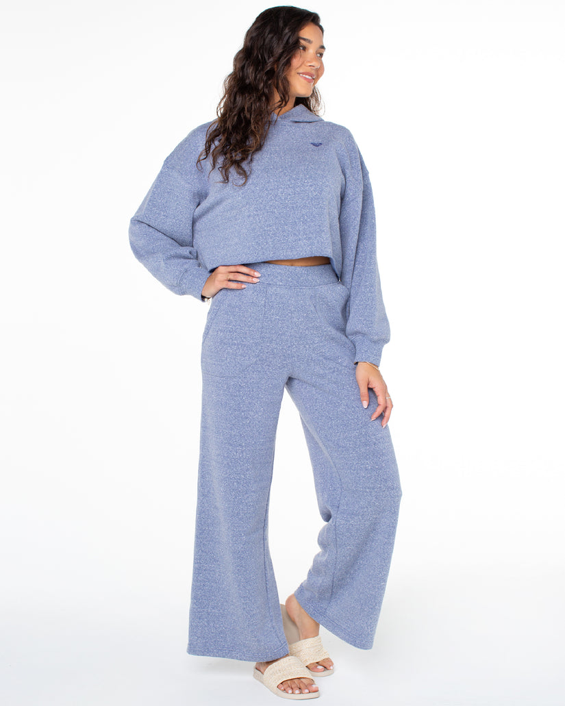 Women Roxy® What A Dream Wide Leg Fleece Pants Blue | GVDF-09783