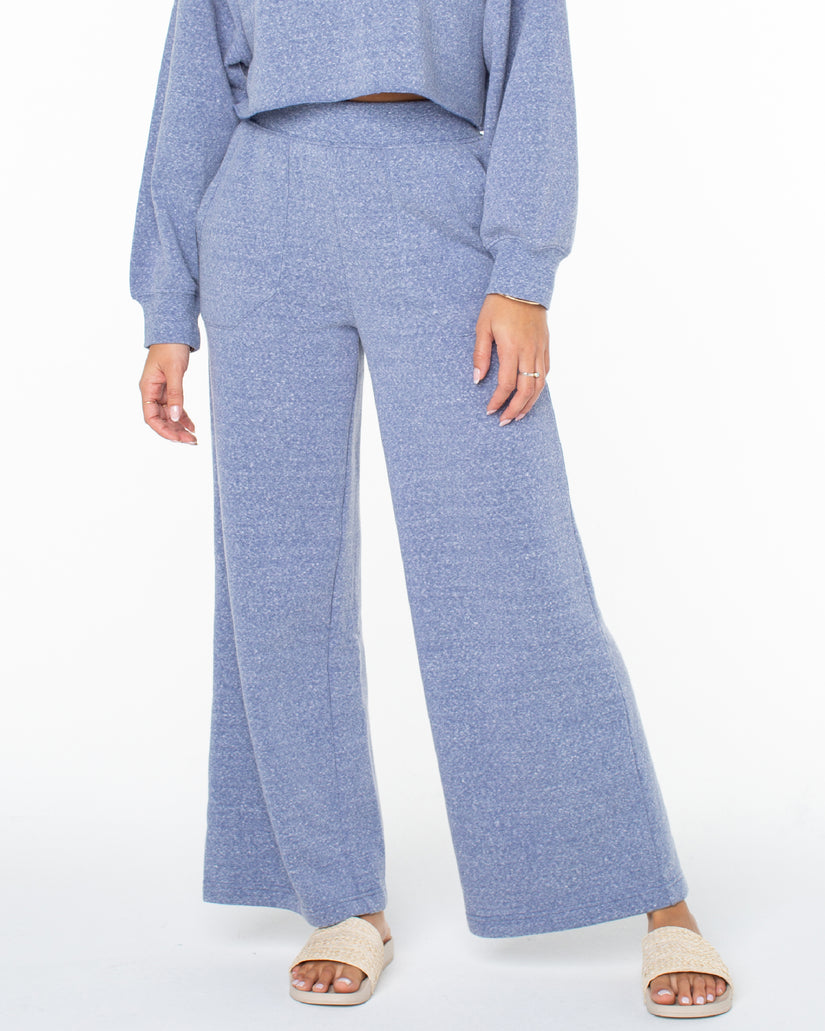 Women Roxy® What A Dream Wide Leg Fleece Pants Blue | GVDF-09783