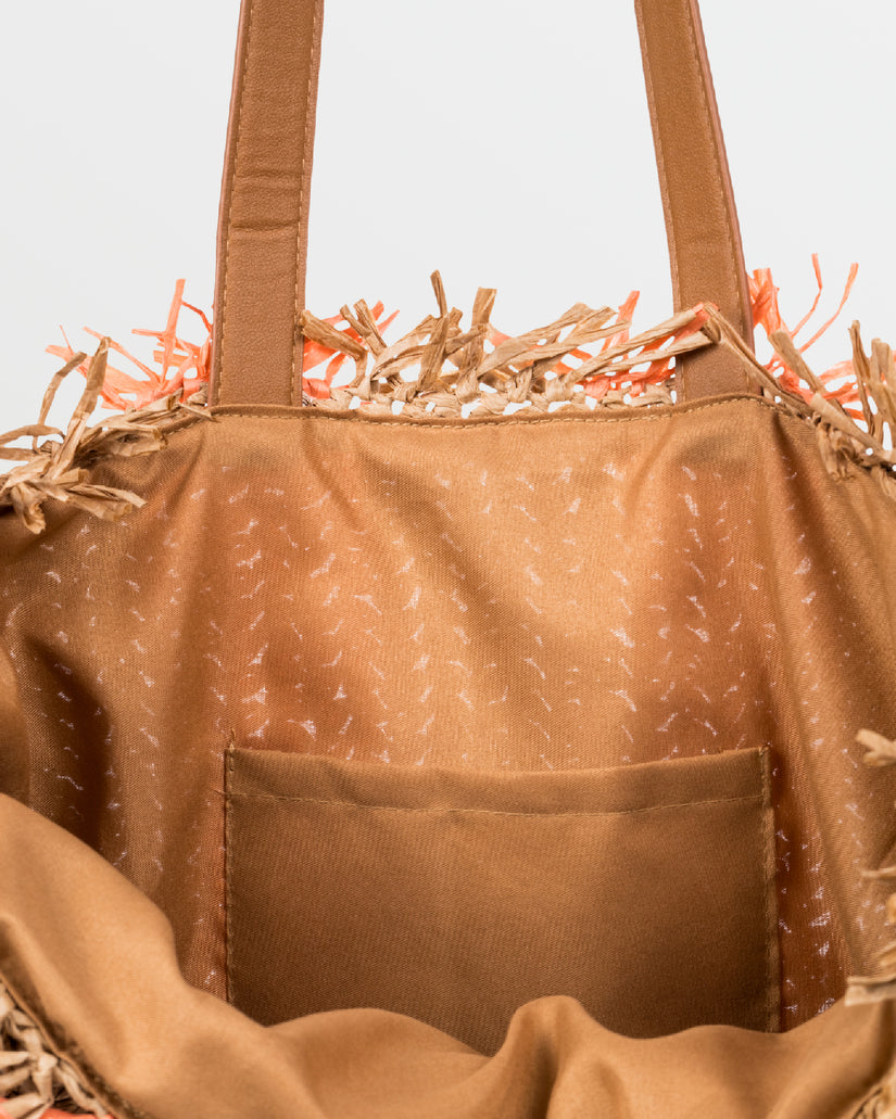 Women Roxy® Wide Eyed Palms Woven Handbag Orange | HFAR-01793