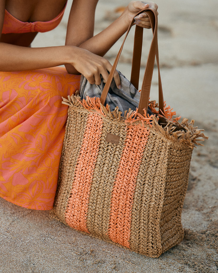 Women Roxy® Wide Eyed Palms Woven Handbag Orange | HFAR-01793