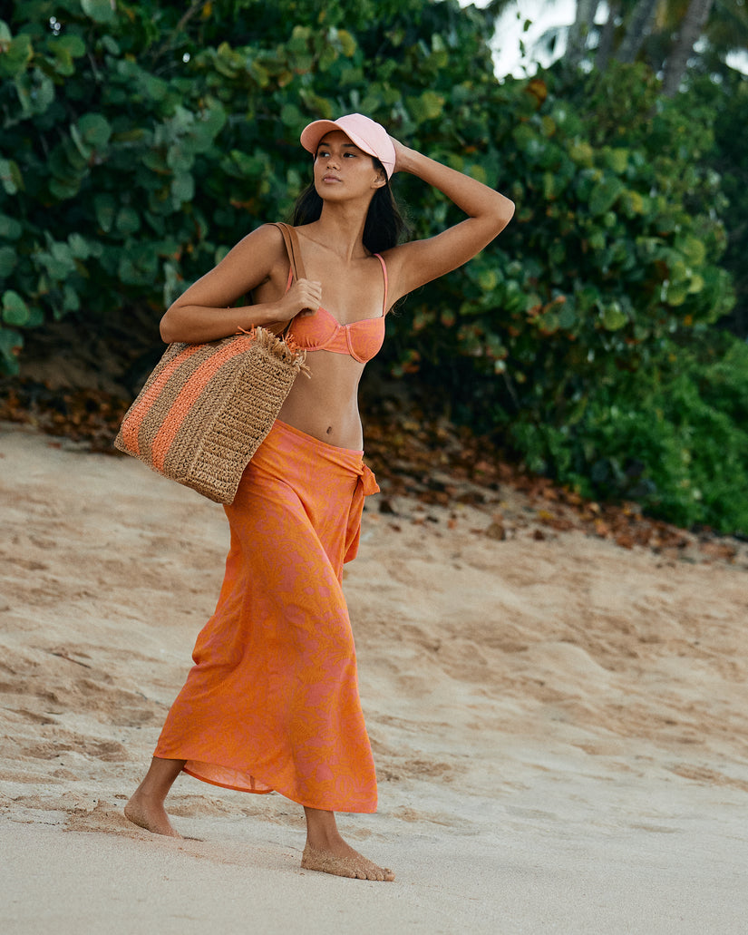 Women Roxy® Wide Eyed Palms Woven Handbag Orange | HFAR-01793