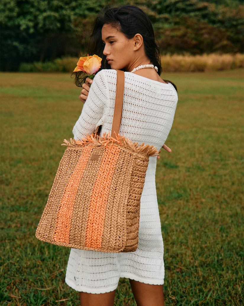 Women Roxy® Wide Eyed Palms Woven Handbag Orange | HFAR-01793