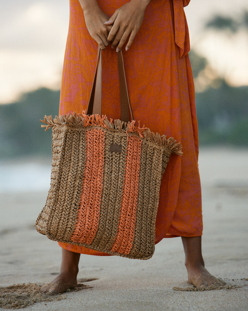 Women Roxy® Wide Eyed Palms Woven Handbag Orange | HFAR-01793