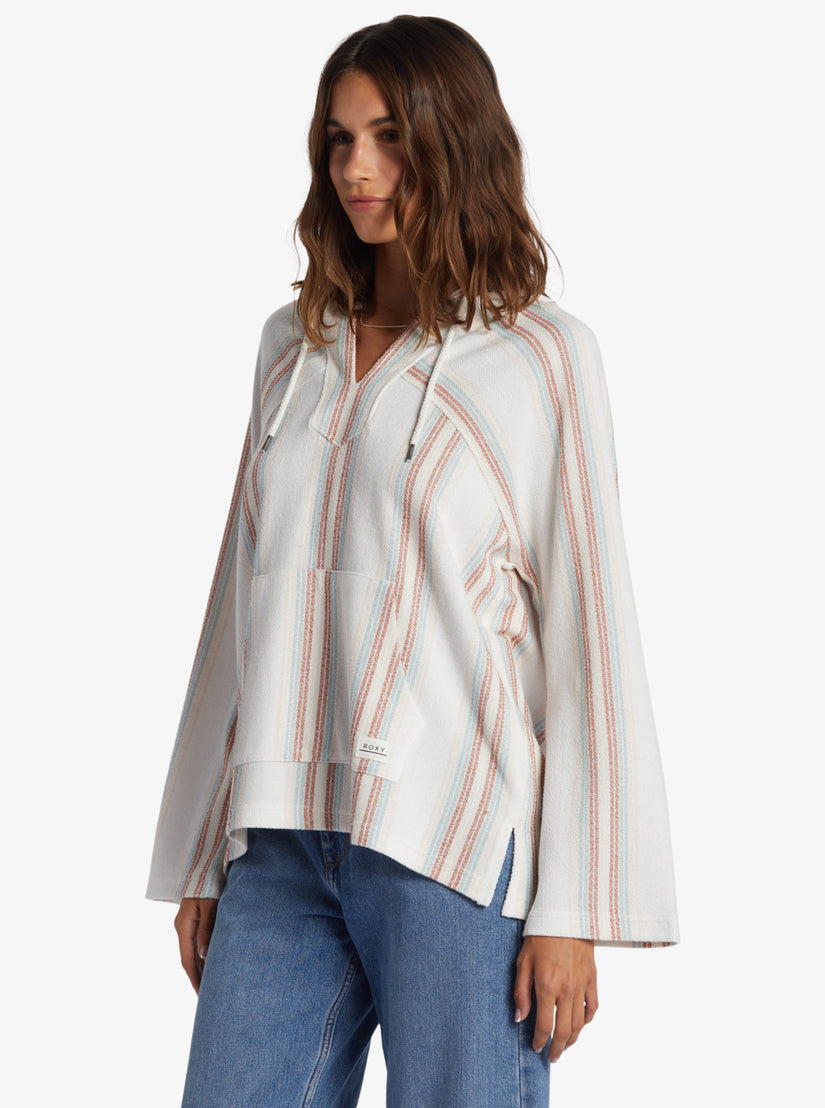 Women Roxy® Wild And Free Poncho Style Hoodie Stripes White | KYXN-61489