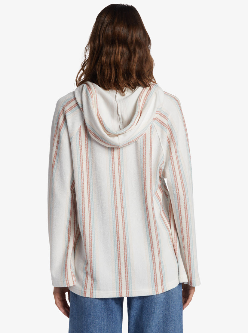 Women Roxy® Wild And Free Poncho Style Hoodie Stripes White | KYXN-61489