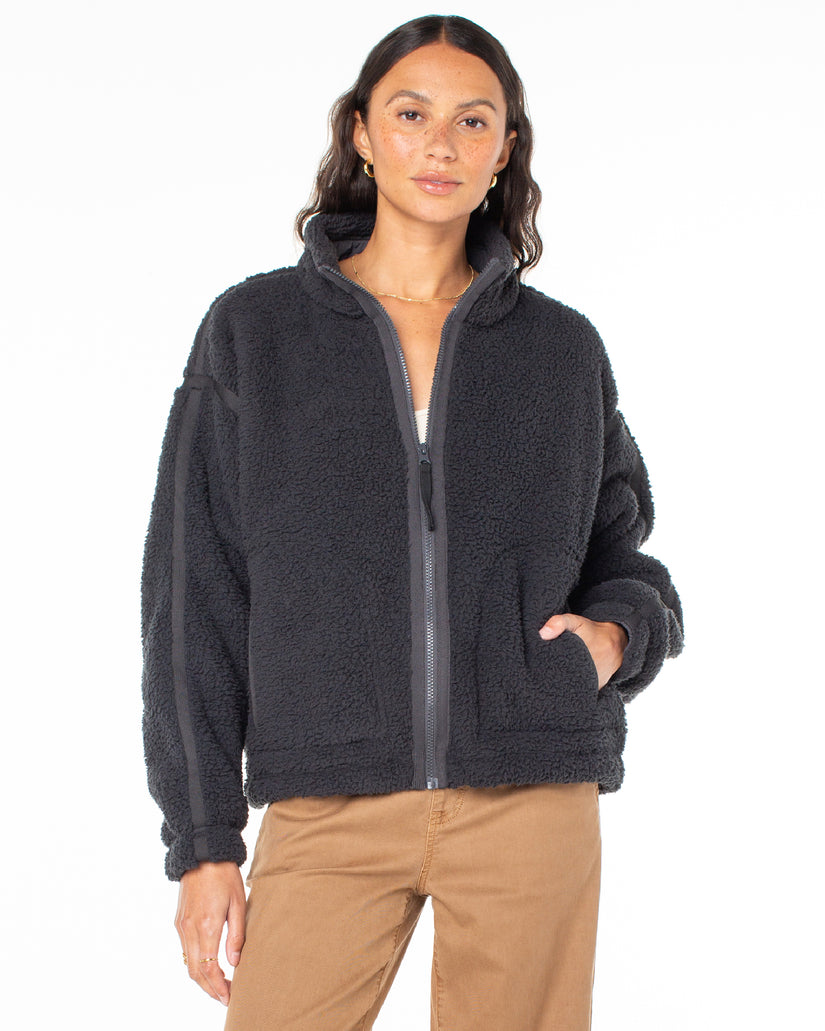 Women Roxy® Wurlie Zip Up Fleece Jackets Black | DCGP-56102