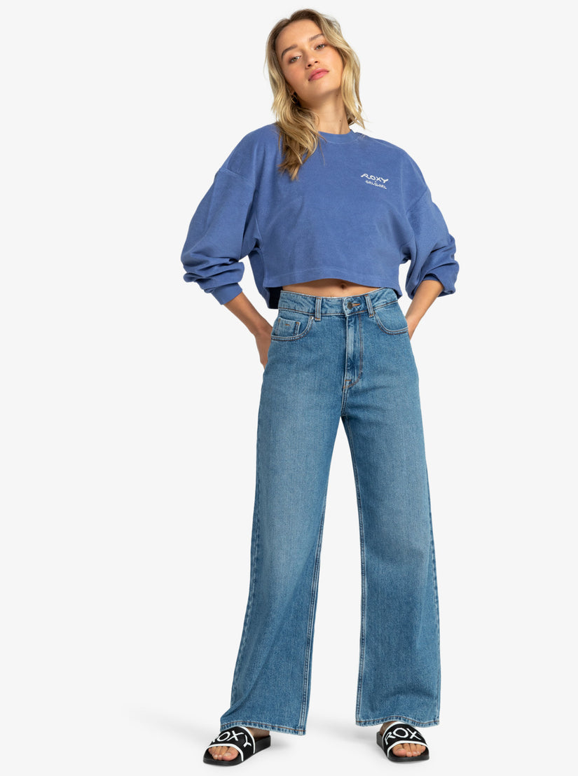Women Roxy® x Grl Swirl Cropped Sweatshirt Blue | YWDG-70918