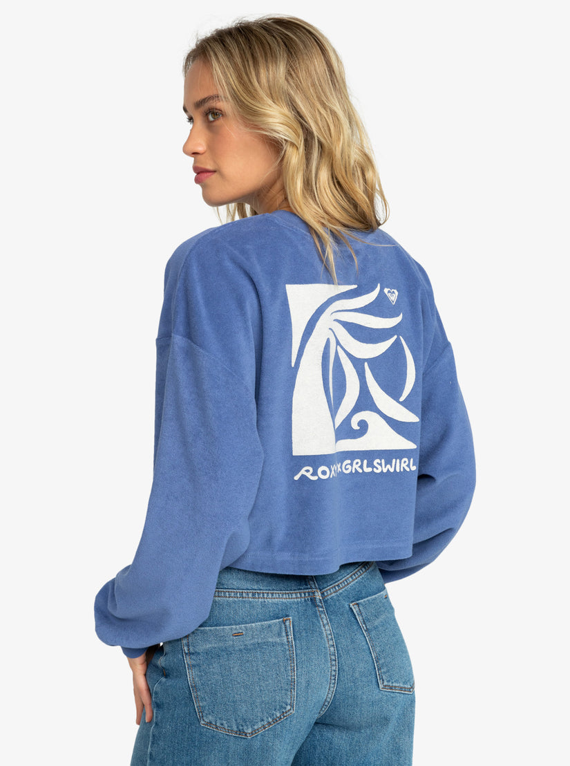 Women Roxy® x Grl Swirl Cropped Sweatshirt Blue | YWDG-70918