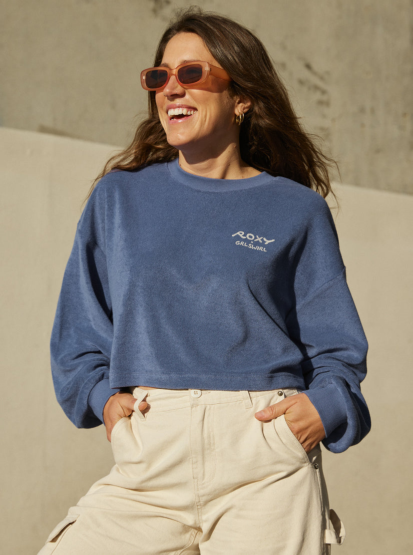 Women Roxy® x Grl Swirl Cropped Sweatshirt Blue | YWDG-70918