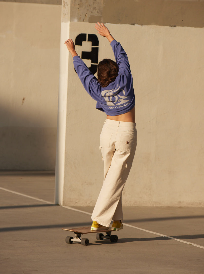 Women Roxy® x Grl Swirl Cropped Sweatshirt Blue | YWDG-70918