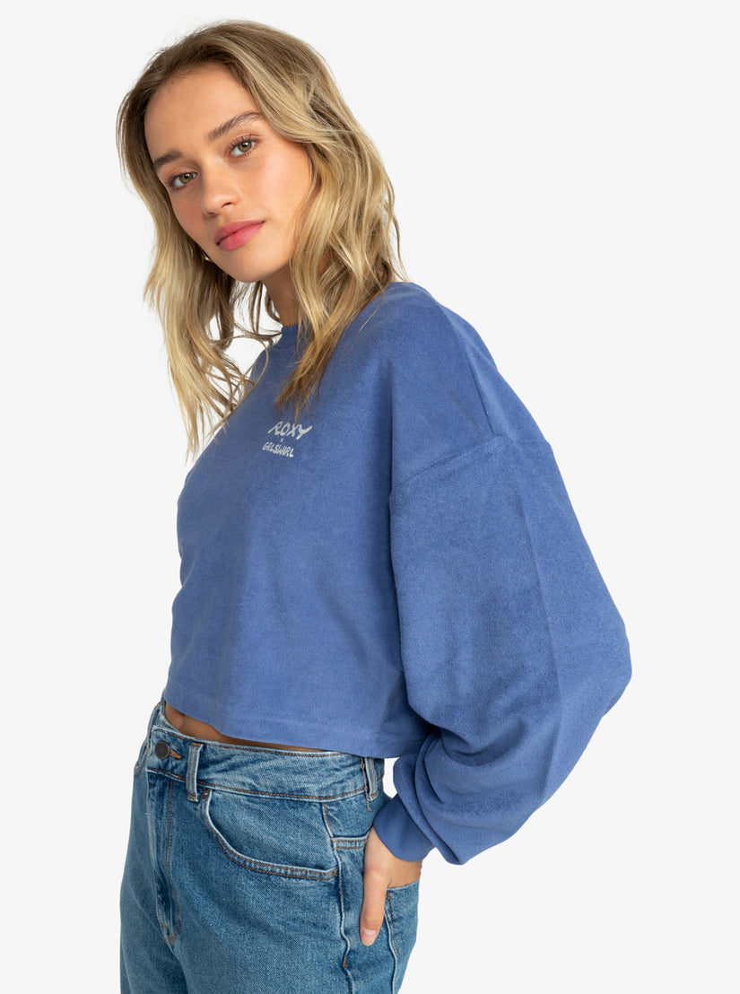Women Roxy® x Grl Swirl Cropped Sweatshirt Blue | YWDG-70918